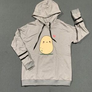 Fronage Teen Girls Gray Potato Graphic Hoodie Sweatshirt Size S Polyester Cotton